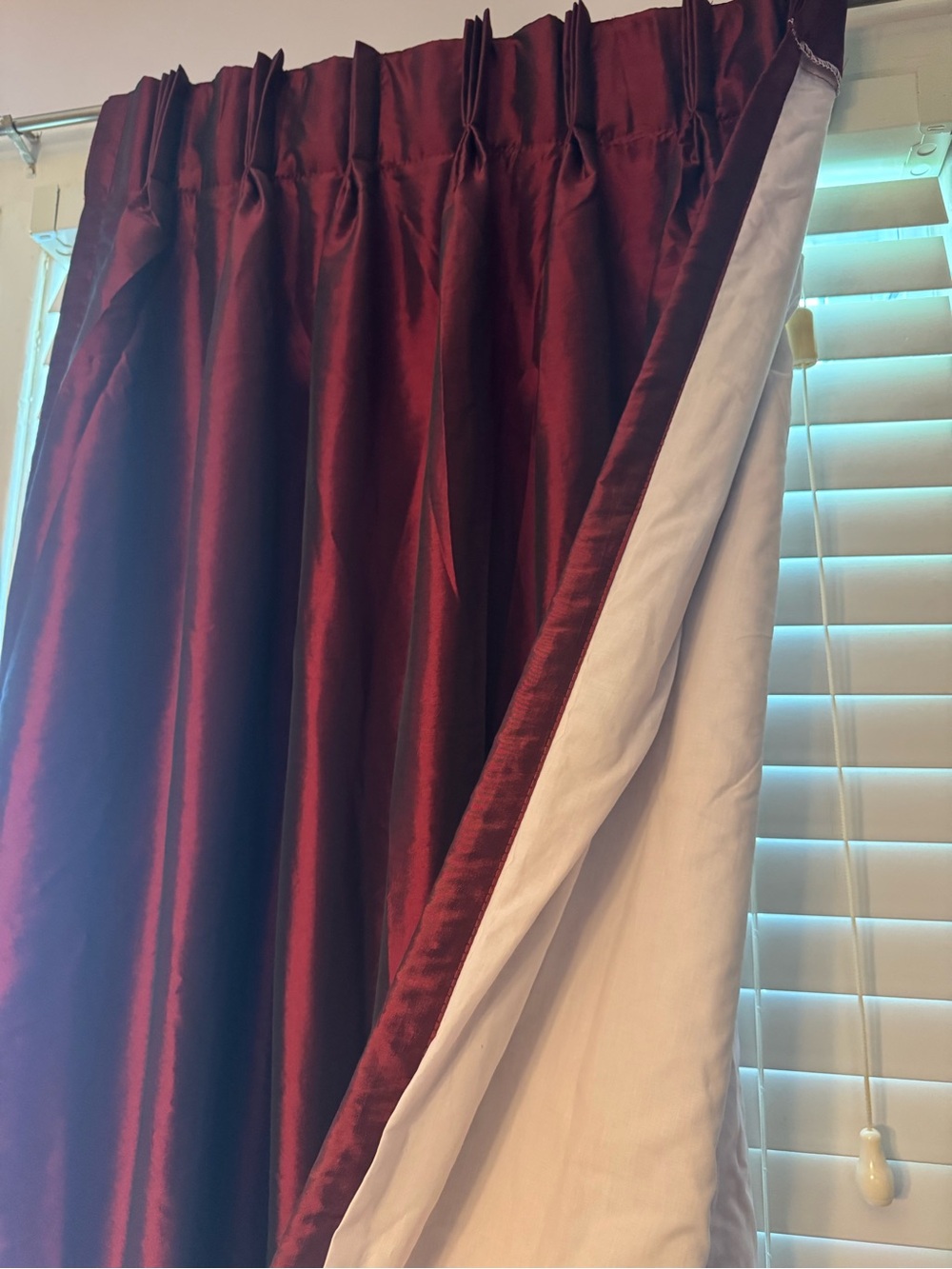 Curtains 96 Inch Length 1 Panels, burgundy Burgundy Satin